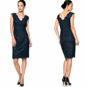 Tadashi Shoji navy lace scalloped dress size 10